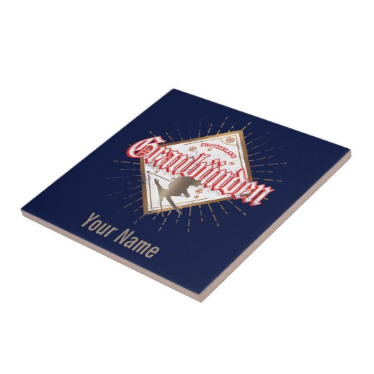 Graubünden Schweiz Retroskier Vintag Fliese (Seite)