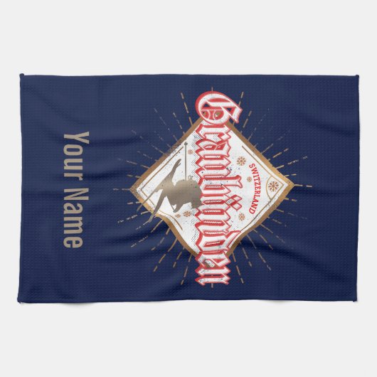 Graubünden Schweiz Retroskier Vintag Geschirrtuch (Horizontal)