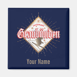 Graubünden Schweiz Retroskier Vintag Magnet