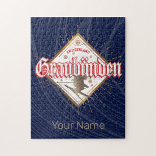 Graubünden Schweiz Retroskier Vintag Puzzle