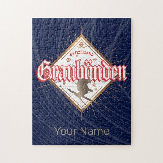 Graubünden Schweiz Retroskier Vintag Puzzle (Vertikal)