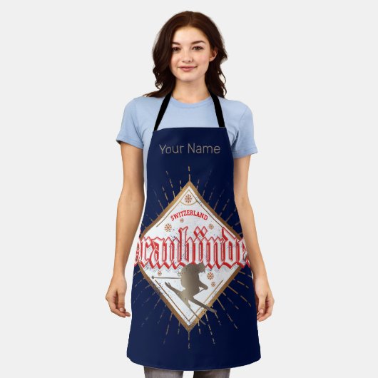 Graubünden Schweiz Retroskier Vintag Schürze (Getragen)