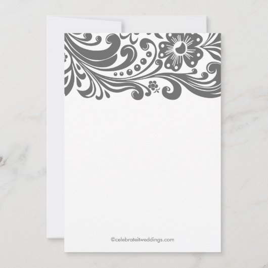 Graudruckflorale Wirbel Verlobung Einladungen (Rückseite)