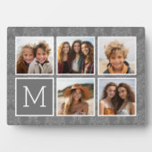 Graue 5-Foto-Collage mit Text Monogramm Fotoplatte (Vorderseite)