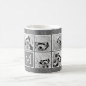 Graue 5-Foto-Collage mit Text Monogramm Kaffeetasse (Mittel)