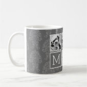 Graue 5-Foto-Collage mit Text Monogramm Kaffeetasse (Links)