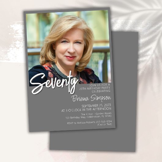 Graue 70. Geburtstagsfeier Foto Einladung