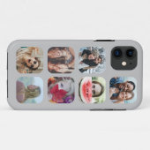 Graue 7 Foto Collage Template iPhone Case (Rückseite (Horizontal))