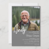 Graue 90. Geburtstagsfeier Foto Einladung (Vorderseite)