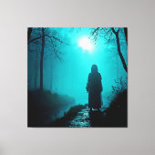 Graue Abbildung in Spuk Holzkonstruktion Leinwanddruck (Vorderseite)