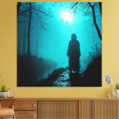 Graue Abbildung in Spuk Holzkonstruktion Leinwanddruck (Insitu (Wohnzimmer))