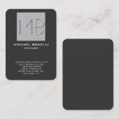 Graue, abgerundete Ecke mit Monogramm-Visitenkarte Visitenkarte (Vorne/Hinten)