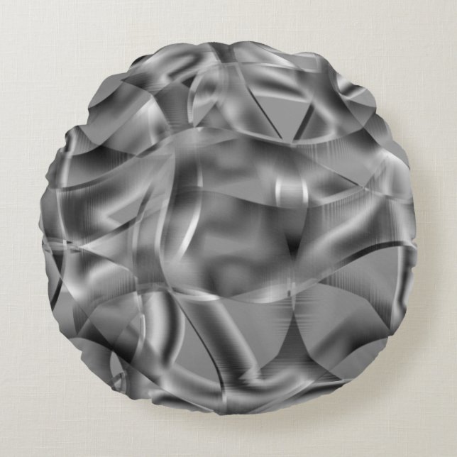 Graue, abgerundete Formen, in hellen Tönen Rundes Kissen (Vorderseite)