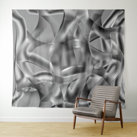 Graue, abgerundete Formen, in hellen Tönen Wandteppich (Beispiel (Horizontal))