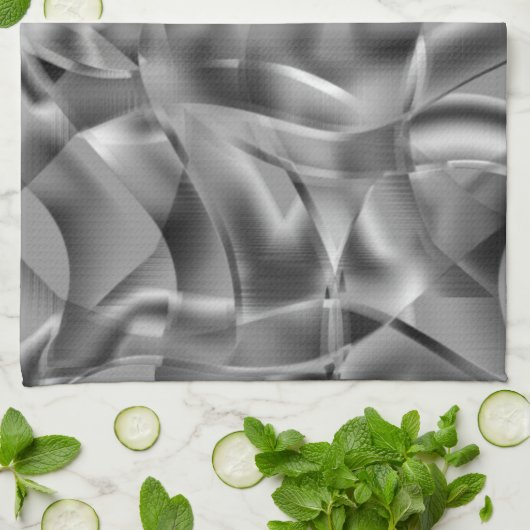 Graue, abgerundete Formen mit schmalen Tönen Geschirrtuch (Gefaltet)