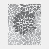 Graue Abstrakte Blume Fleecedecke (Vorderseite)