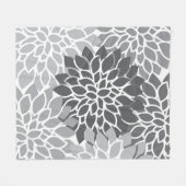 Graue Abstrakte Blume Fleecedecke (Vorderseite (Horizontal))