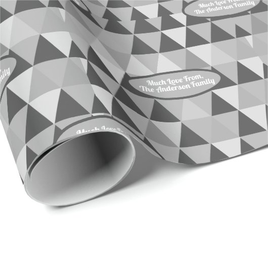 Graue Abstrakte Dreiecke Retro Pine Tree Weihnacht Geschenkpapier (Rolleneckpunkt)