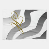 Graue abstrakte Gradientenlinie für Monogramm Geschirrtuch (Horizontal)