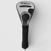 Graue Acoustic Gitarre Woodgrain Gitarrist Name Te Golf Headcover (Vorderseite)