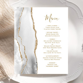 Graue Agate Gold Script Wedding Menü