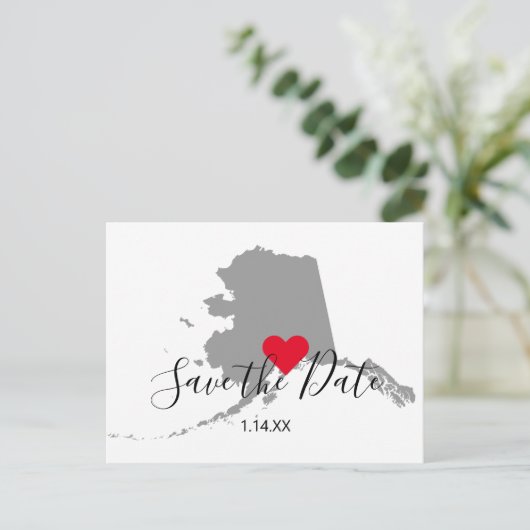 Graue Alaska Karte Save the Date Form (Stehend Vorderseite)