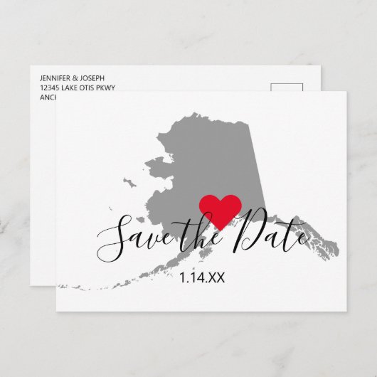 Graue Alaska Karte Save the Date Form (Vorne/Hinten)