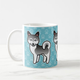 Graue Alaskan Klee Kai Hund Cartoon-Illustration Kaffeetasse