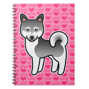 Graue Alaskan Klee Kai Hundeliebe Illustration Ros Notizblock