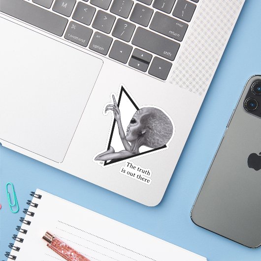 Graue Alien, die Wahrheit ist da draußen Aufkleber (Laptop mit iPhone)