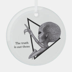 Graue Alien, die Wahrheit ist da draußen Ornament Aus Glas