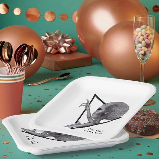 Graue Alien, die Wahrheit ist da draußen Pappteller (Multi)