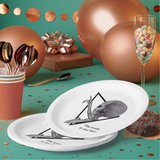 Graue Alien, die Wahrheit ist da draußen Pappteller (Multi)