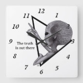 Graue Alien, die Wahrheit ist da draußen Quadratische Wanduhr (Vorderseite)