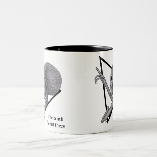 Graue Alien, die Wahrheit ist da draußen Zweifarbige Tasse (Mittel)