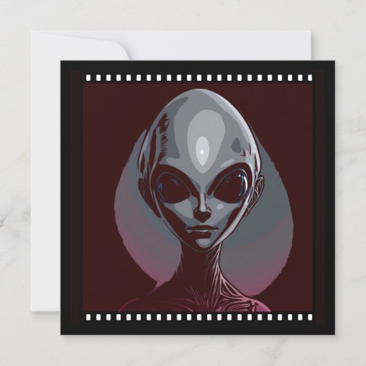 Graue Alien Extraterrestriale Gesichtshauptrahmen Einladung (Vorderseite)
