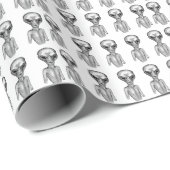 Graue Alien Geschenkpapier (Rolleneckpunkt)