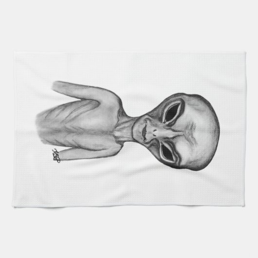 Graue Alien Geschirrtuch (Horizontal)