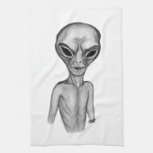 Graue Alien Geschirrtuch (Vertikal)