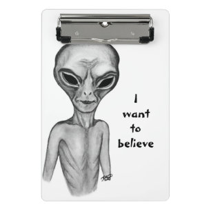 Graue Alien, ich wollte, der Zwischenablage zu gla Mini Klemmbrett