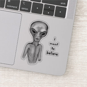 Graue Alien, ich wollte, Sticker zu glauben
