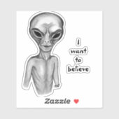 Graue Alien, ich wollte, Sticker zu glauben (Blatt)