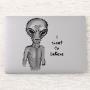 Graue Alien, ich wollte, Sticker zu glauben