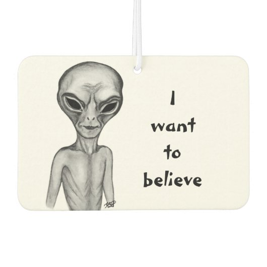 Graue Alien, ich wollte zu glauben Autolufterfrischer (Vorderseite)