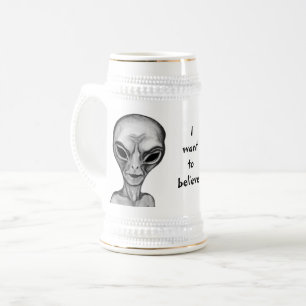 Graue Alien, ich wollte zu glauben Bierglas