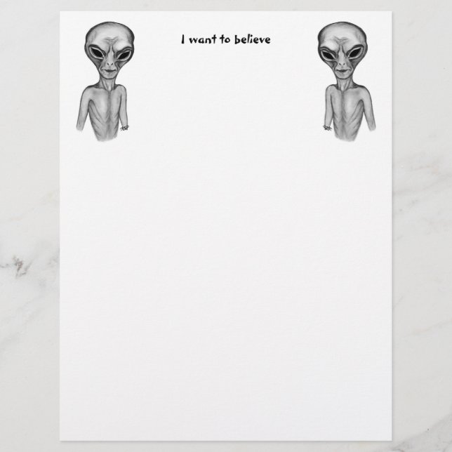 Graue Alien, ich wollte zu glauben Briefbogen (Vorderseite)