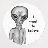 Graue Alien, ich wollte zu glauben Etiketten (Design 1)