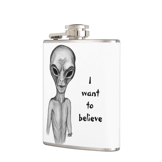 Graue Alien, ich wollte zu glauben Flachmann (Links)