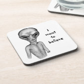 Graue Alien, ich wollte zu glauben Getränkeuntersetzer (Linke Seite)
