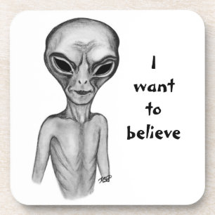 Graue Alien, ich wollte zu glauben Getränkeuntersetzer